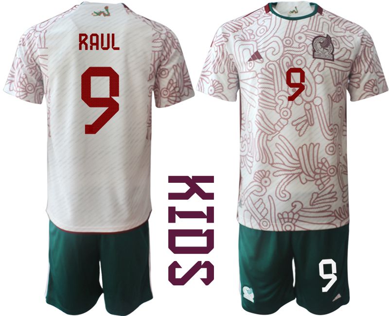 Youth 2022 World Cup National Team Mexico away white 9 Soccer Jersey